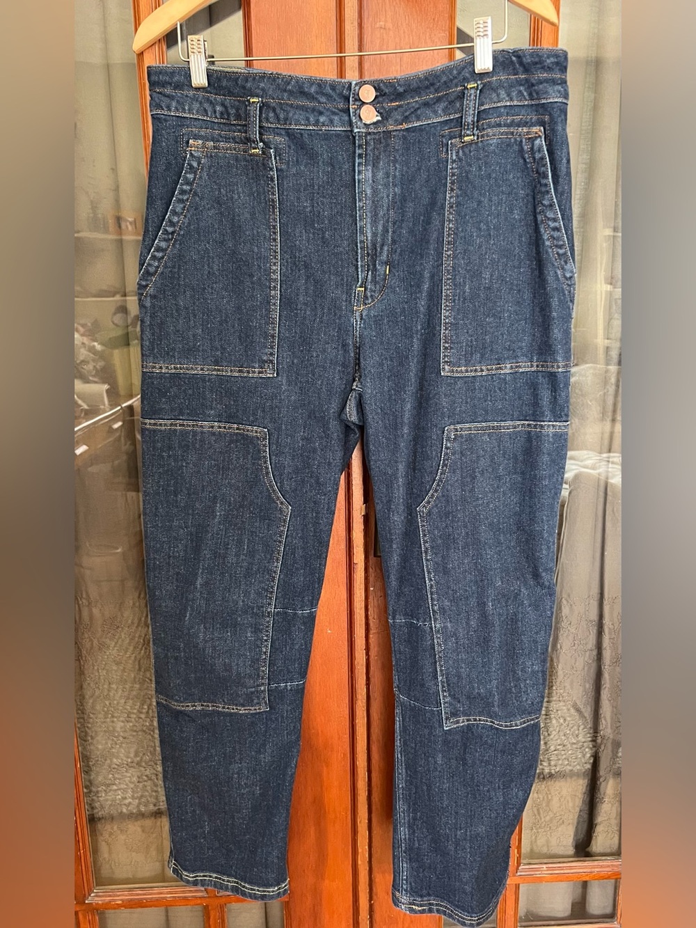 Pilcro Anthropologie Dark Wash The Skipper Utility Jeans